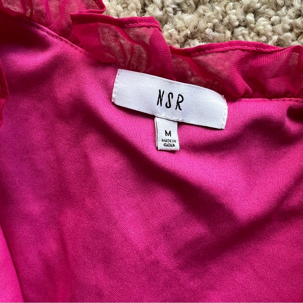NWT Nordstrom Pink Long Sleeve Tiered Mini Dress - Picture 6 of 10
